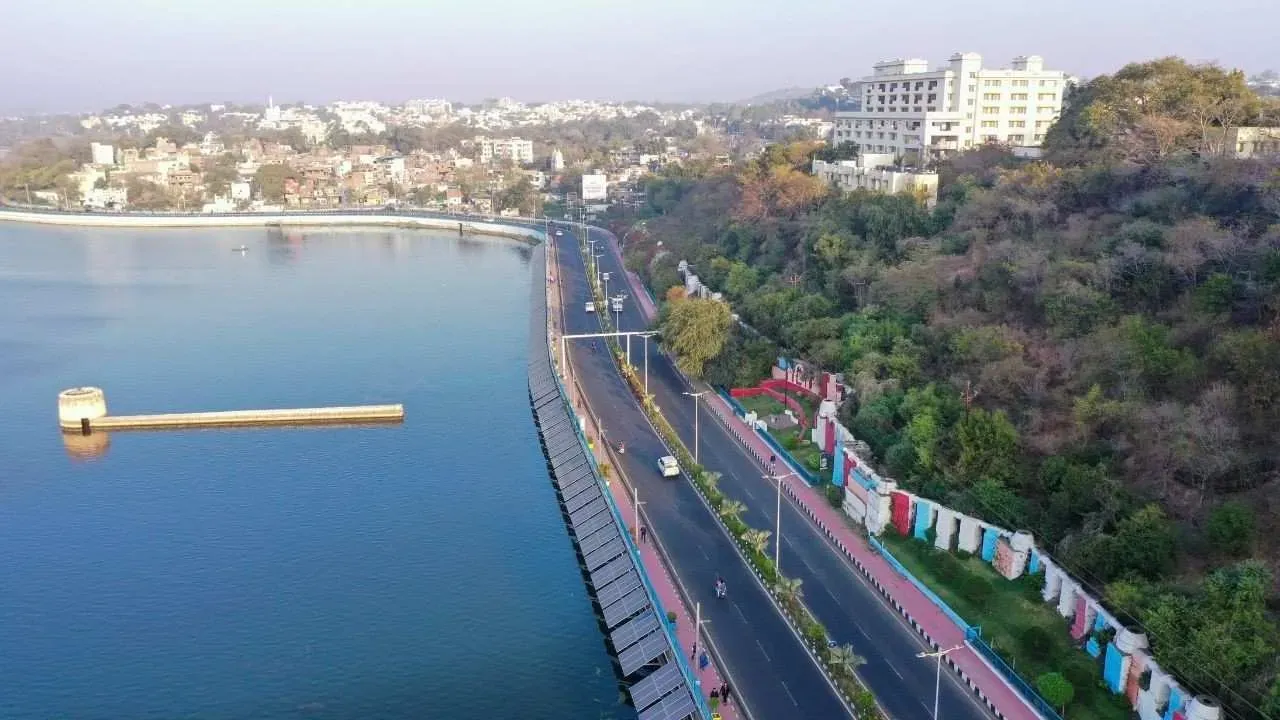 An aerial view of Bhopal city.