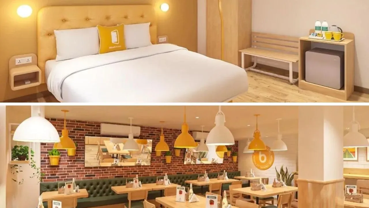 Accommodation and restaurant at the Bloom Hotel, Sarkhej-Gandhinagar Highway.