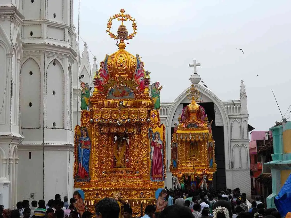 Golden chariot procession at Kanyakumari Church