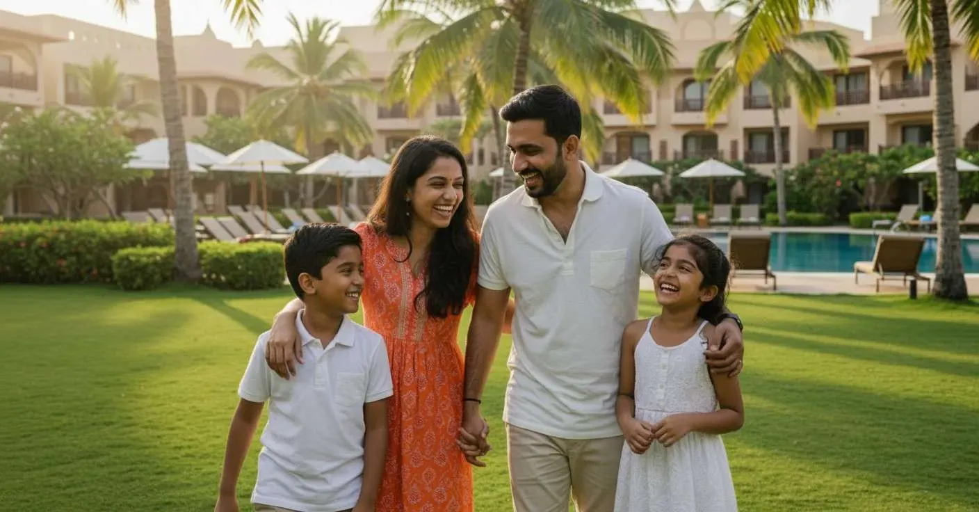 Indian family in a daycation resort