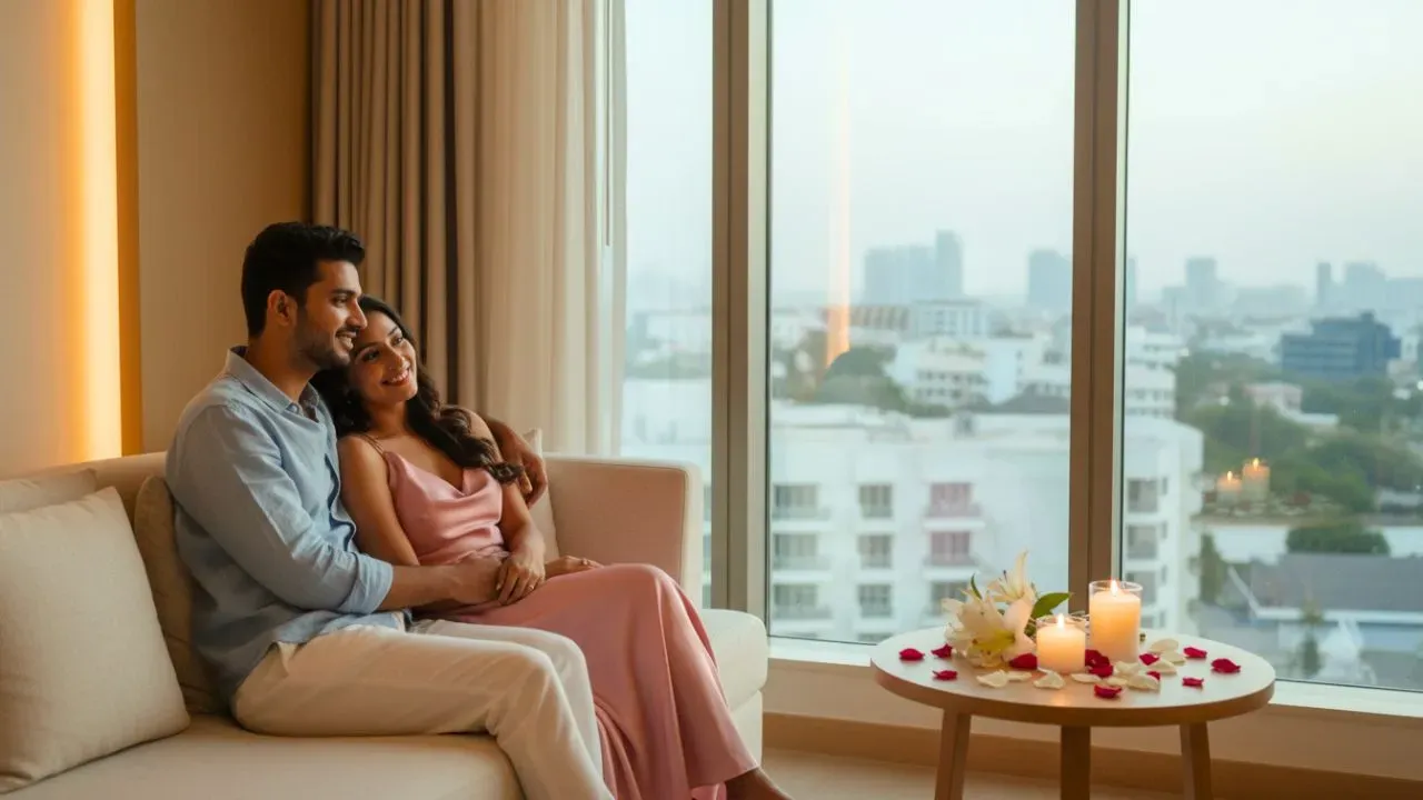 Couples enjoying at a staycation.