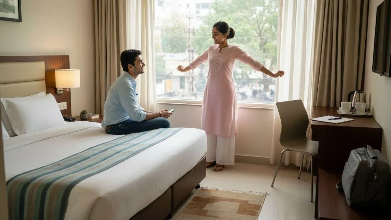 A couple enjoying a curated stay.