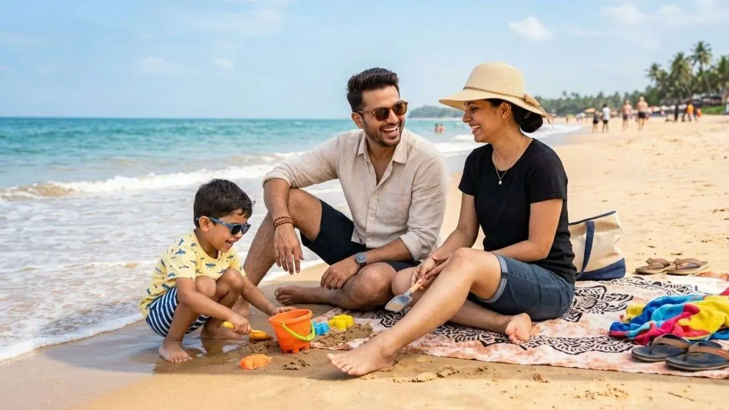 A family creating sweet memories at a beach.