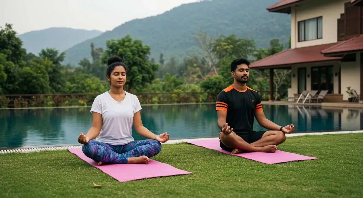 Indian couple on a wellness retreat.