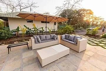 hotel with free parking in kihim, alibag - elivaas casa mocha exquisite 5-bhk retreat with pvt pool