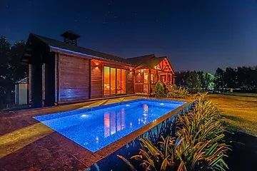 ladpur, alwar hotel booking - elivaas riveria hills 3 bhk wooden cottage with lush garden & pvt pool