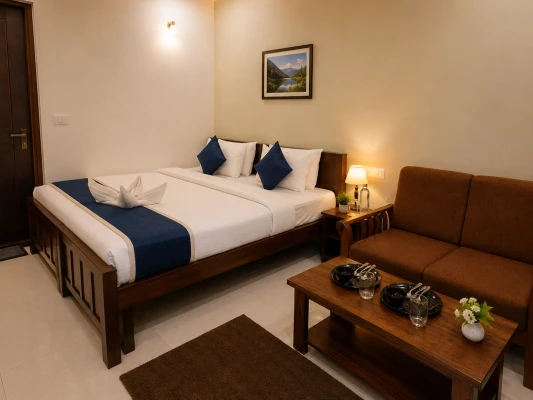 hotel with meeting room in thanisandra, bangalore - hotel santhi comfort