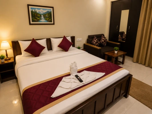 hotel with meeting room in thanisandra, bangalore - hotel santhi comfort