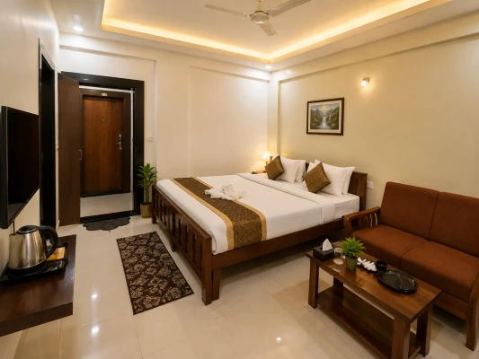 hotel with banquet hall in thanisandra, bangalore - hotel santhi comfort