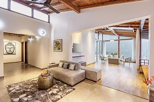 family hotel with pool in bhimtal lake, bhimtal - elivaas antarmann casa zenith 6bhk villa in nainital