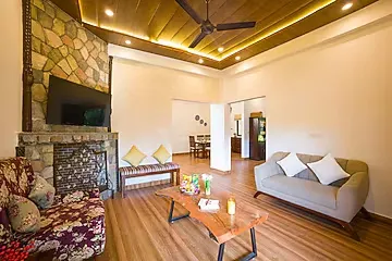 hotel with swimming pool in jakhan, dehradun - alaya stays rahta villa 3 bhk with balcony & patio