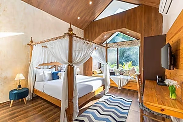 family hotel with pool in jakhan, dehradun - alaya stays rahta villa 3 bhk with balcony & patio