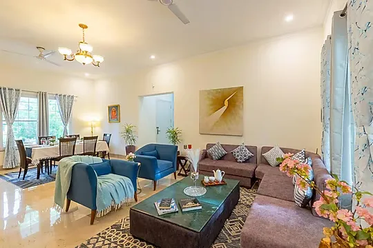 online room booking in south delhi, delhi - alaya stays daffodil 3 bhk villa with private pool delhi