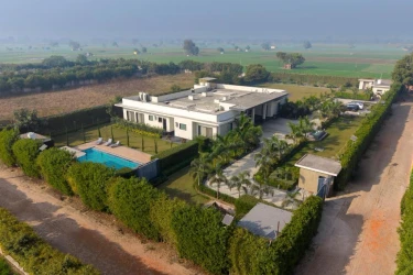 hotel with gym in palla, delhi - elivaas levante farms 5 bhk villa with pvt pool and garden