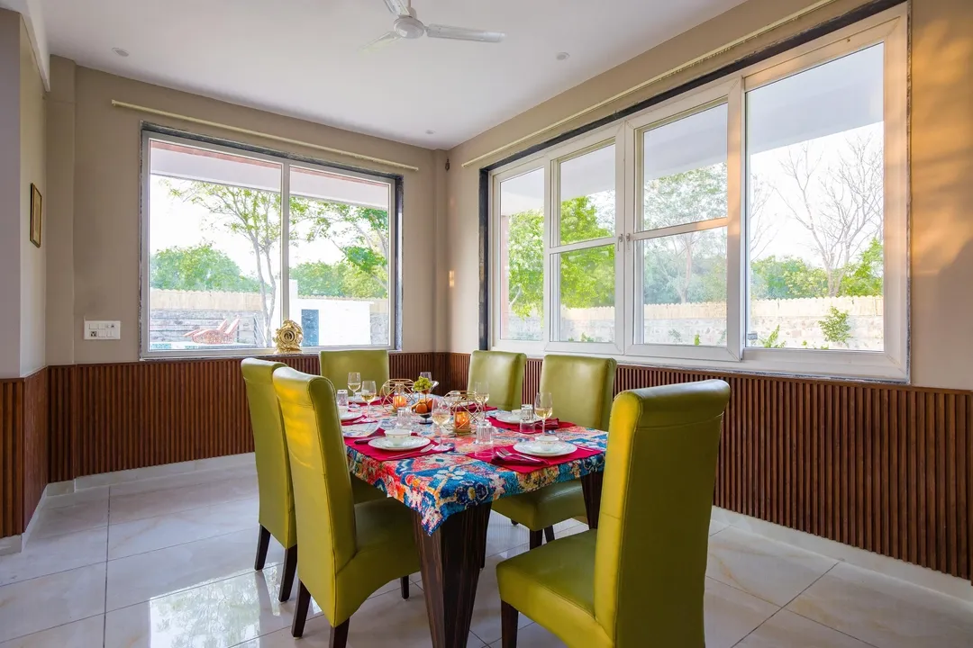 hotel room booking in khori jamalpur, faridabad - elivaas amber villa 3-bhk retreat with pvt pool & game room