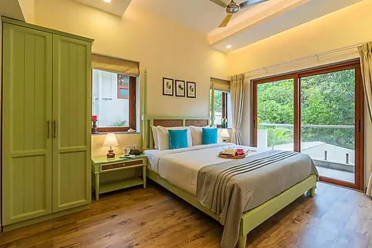 hotel with bar in siolim, goa - azalea pet-friendly 3-bhk villa with private pool, garden & bar siolim goa
