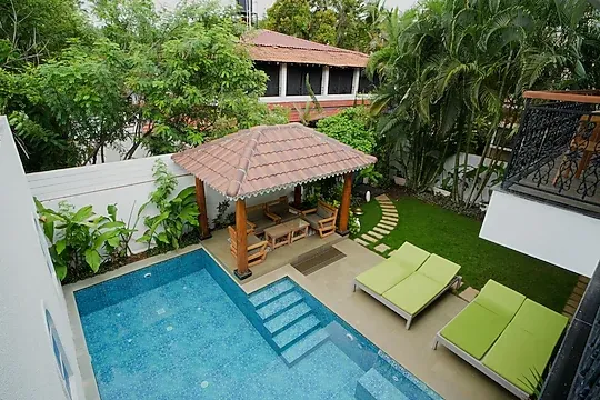 hotel near goa railway station - elivaas 5 bhk pvt pool villa with gazebo bauhinia vagator