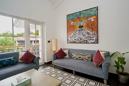 hotel with gym in vagator, goa - elivaas 5 bhk pvt pool villa with gazebo bauhinia vagator