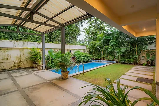 hotel near goa railway station - elivaas anasa 4 bhk with pvt pool & outdoor sitting area