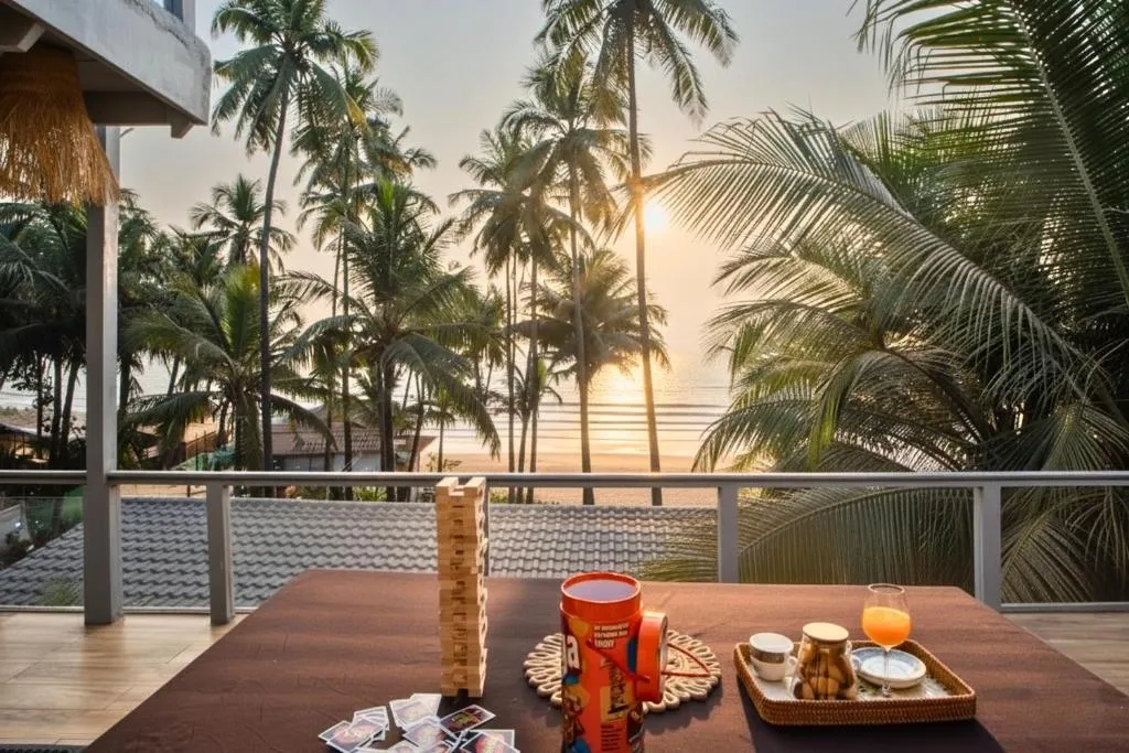 homestay in morjim, goa for a week - elivaas house of neptune 3 bhk cottage with terrace & gazebo on the beach morjim