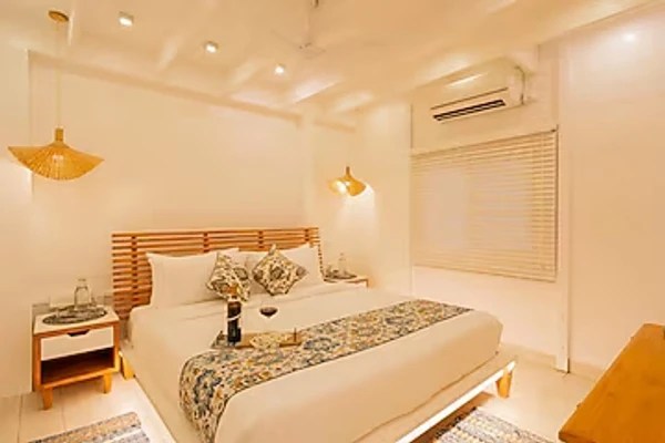 homestay in morjim, goa for a month - elivaas house of neptune 3 bhk cottage with terrace & gazebo on the beach morjim