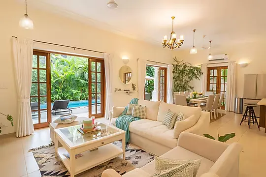 hotel in arpora, goa for couples - elivaas lumin 4 bhk villa with private pool in arpora