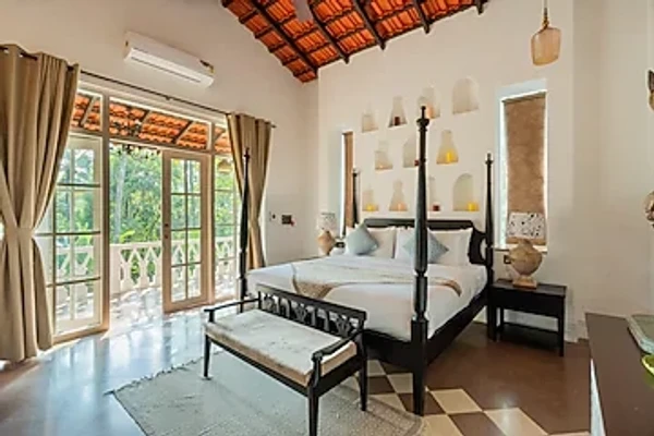 hotel with meeting room in siolim, goa - elivaas maison 10 luxe 4 bhk villa with pvt pool, garden & portuguese charm siolim