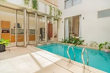 hotel near goa railway station - elivaas mirai aries 3 bhk retreat with private pool near famous beaches vagator