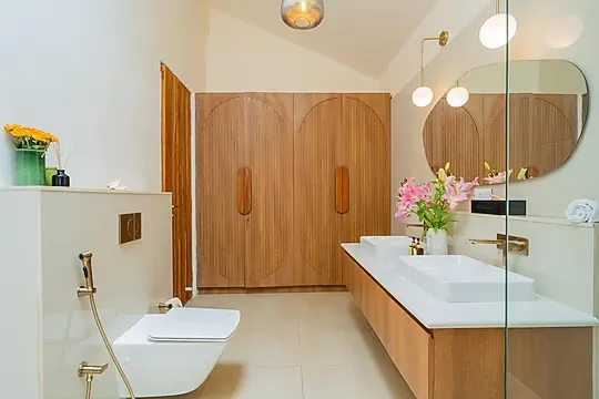 vagator, goa hotel booking - elivaas mirai gemini 3 bhk with private pool  vagator