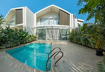 hotel near goa airport - elivaas mirai leo 3 bhk villa with private pool in vagator