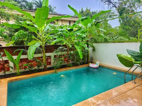 hotel in vagator, goa for family - elivaas mirai taurus 3 bhk villa with private pool vagator