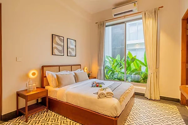 hotel with bar in vagator, goa - elivaas mirai taurus 3 bhk villa with private pool vagator