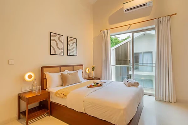 hotel with gym in vagator, goa - elivaas mirai taurus 3 bhk villa with private pool vagator