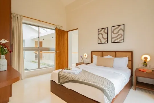 online room booking in vagator, goa - elivaas mirai villa sukoon 3 bhk villa with private pool in vagator