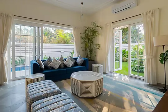 online room booking in arpora, goa - elivaas opalys 4 bhk villa with private pool arpora