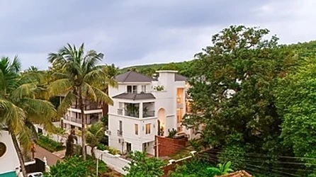 hotel with party hall in assagao, goa - elivaas purple coral luxe 5-bhk villa with two pvt pools chapora fort