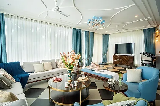 hotel with gym in assagao, goa - elivaas suntuarios casa ivy 4bhk villa with private pool jacuzzi vagator