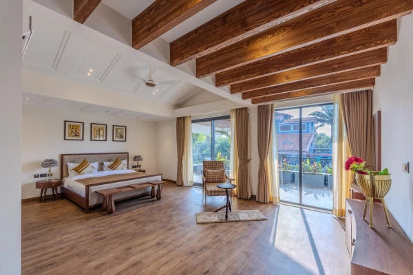 hotel with bar in assagao, goa - elivaas valley view 5-bhk villa with private pool