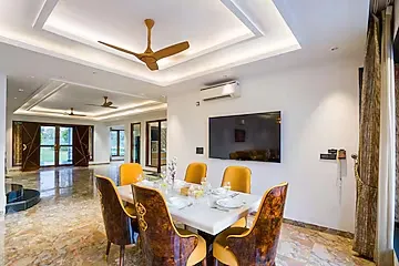 hotel with swimming pool in sohna road, gurugram - 3 bhk farmhouse with pvt pool & lush garden sohna
