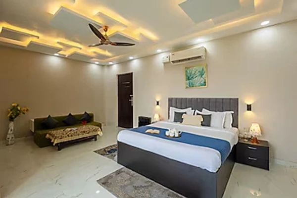 manesar, gurugram hotel booking - elivaas aarul farm 4 bhk villa with pvt pool, gazebo & game zone