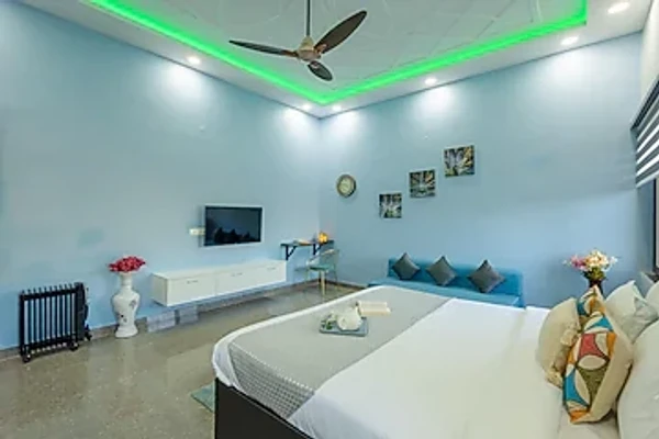 online room booking in manesar, gurugram - elivaas aarul farm 4 bhk villa with pvt pool, gazebo & game zone