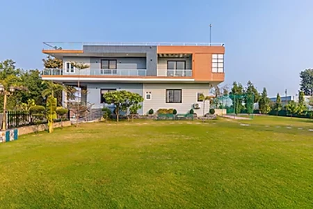 hotel near gurugram railway station - elivaas aarul farm 4 bhk villa with pvt pool, gazebo & game zone