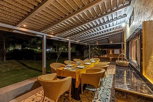 hotel in sohna road, gurugram for family - elivaas enchantia 6 bhk farmhouse with pvt pool & garden gurugram