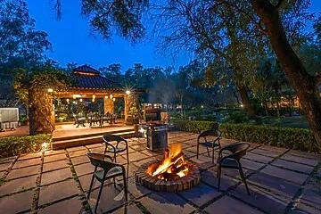 hotel with gym in dhouj, gurugram - elivaas the aravalli reserve isley 3 bhk villa with pvt pool