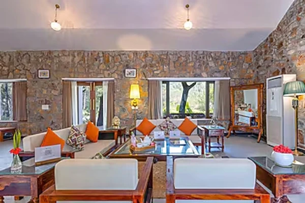 hotel with gym in dhouj, gurugram - elivaas the aravalli reserve the lotus 3 bhk villa with pvt pool & jacuzzi
