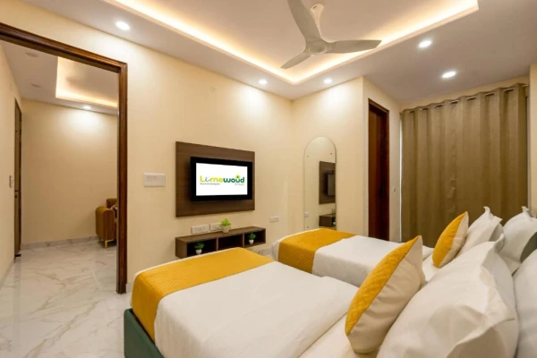 hourly stay in limewood stay 1bhk service apartment near millenium city centre gurugram