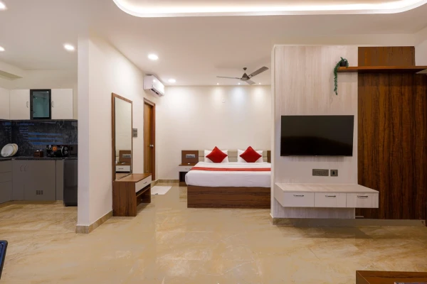 hotel with swimming pool in madhapur, hyderabad - elysium studio suites