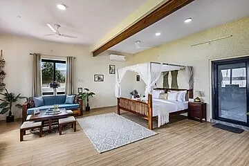 hotel near jaipur airport - alaya stays fable farms 4 bhk villa with private pool & gazebo