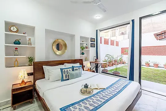 hotel with party hall in malviya nagar, jaipur - alaya stays ramalaya 8 bhk with serene coutyard & lush garden jaipur