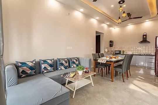 hotel in amber tower, jaipur for family - elivaas jamun farms 2bhk retreat with pvt pool garden & balcony jaipur